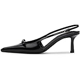 Mattiventon Slingback Heels for Women Kitten Heels Bow Ankle Strap Pointed Toe Heel Sexy Wedding Dress Party Pumps
