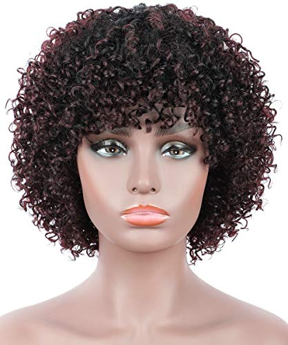 Beauart-100-Brazilian-Remy-Human-Hair-Afro-Kinky-Curly-Wigs-for-Black-Women-Dark-Roots-Ombre-Black-Cherry-Natural-Kinky-Curls-Wig-with-Hair-Bangs