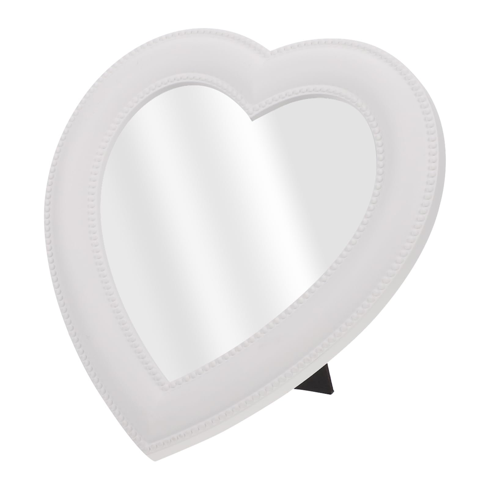 FOMIYES Bedroom Tabletop Mirror Wall Hanging Love Heart Shaped Cosmetic Mirror for Women Girls Vanity Accessories White