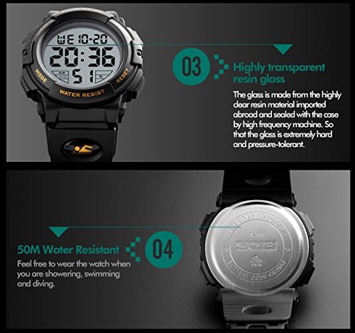 Boys Watches Waterproof Sports LED Digital Kids Teens Watch with Alarm Stopwatch Timer Blue