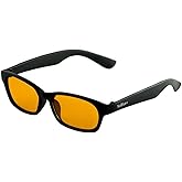 Blue Light Blocking Computer Glasses by Hack Your Sleep - Amber Tinted Lens Blocks Blue and UV Rays - Prevent Digital Eye Strain - Gaming Glasses - Reading Glasses (No Magnification)