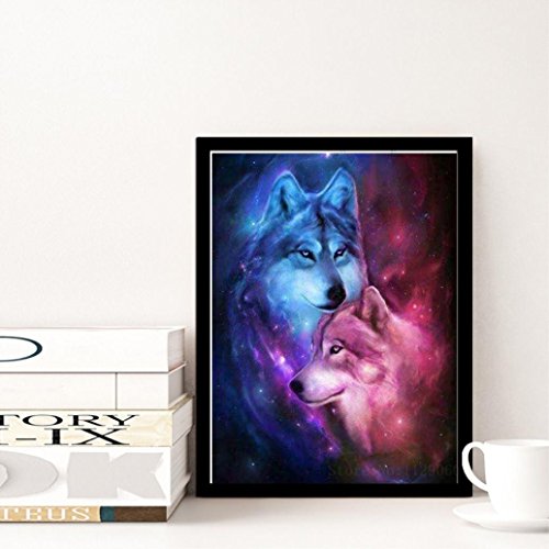 image for Wolf 5D Diamond Painting by Number Kit, Staron DIY Diamond Embroidery 