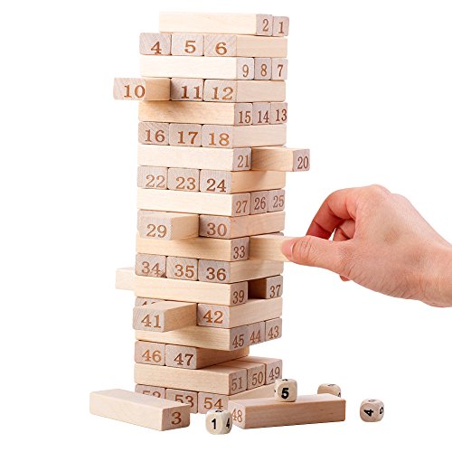 QZM Wooden Stacking Board Games Timber Tower Classic Best Family Fun Educational Games for Kids