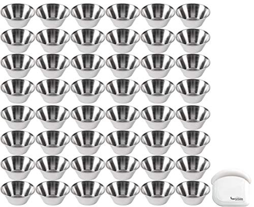 Individual Condiment Sauce Cups and Pan Scraper, Stainless Steel, 1.5 Ounce, 48-Pack - //coolthings.us