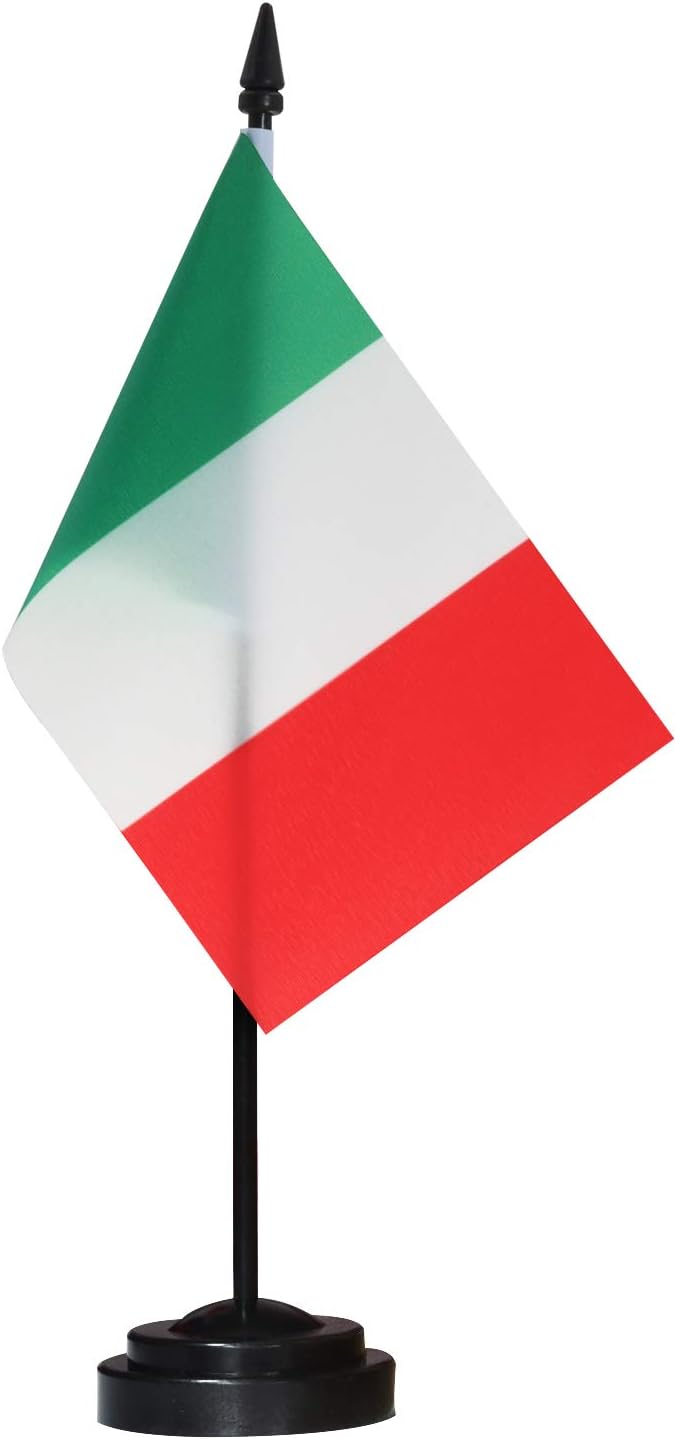 Flags - ANLEY Italy Deluxe Desk Flag Set - 6 x 4 Inch Miniature Italian Desktop Flag with 12