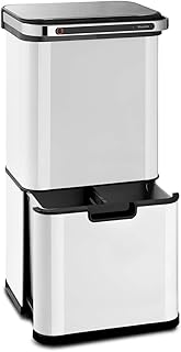 Klarstein Touchless Ultraclean Sensor-Mülleimer, 60 Liter Volumen in 3 Behältern, Ozon-Sterilisation: beseitigt 90% der Bakterien und Viren, OdorControl: mit integriertem Geruchsfilter, weiß
