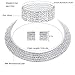 mecresh Wedding Bridal 5 Row Rhinestone Crystal Jewellery Sets for Women (1 Set Earrings,1 PCS Necklace, 1 PCS Bracelet)