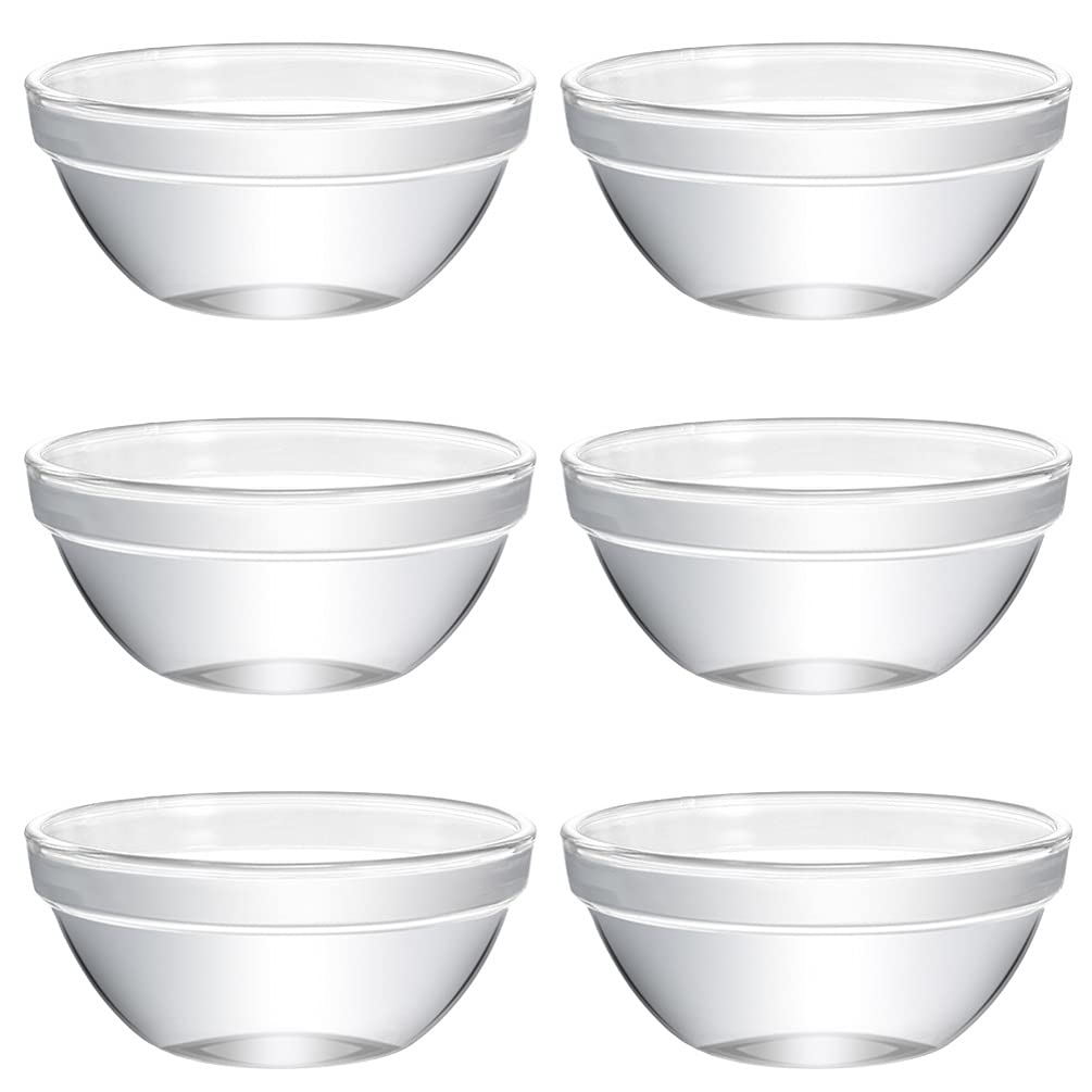 HEMOTON Glass Bowls 6 Pcs Mini Meal Prep Bowls Glass Ramekins Bowls Stackable Clear Serving Bowls Small Dessert Bowls Candy Dishes Nut Bowls for Kitchen Prep Salad Dessert Dips S Mixed Nuts