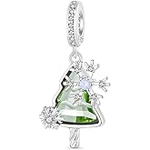 GNOCE Snowing Christmas Tree Pendant Charm Sterling Silver Dangle Christmas Charm Fit Bracelet/Necklace for Women Wife/Jewelry Gift
