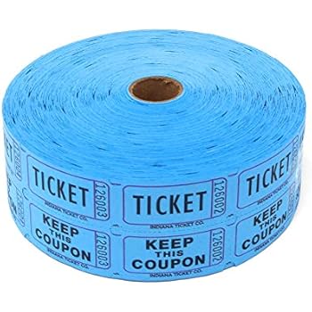 Indiana Ticket Company Consecutively Numbered Double Ticket Roll, Blue, 2000 Tickets per Roll