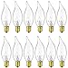 Sunlite 40009 Incandescent Petite Clear Chandelier Light Bulb, 15 Watts, 105 Lumens, Candelabra E12 Base, Flame Tip, 2600K Warm White, 12-Pack