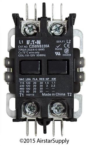 image for Eaton C25BNB220A Compact Definite Purpose Contactor, 20A Inductive Cur