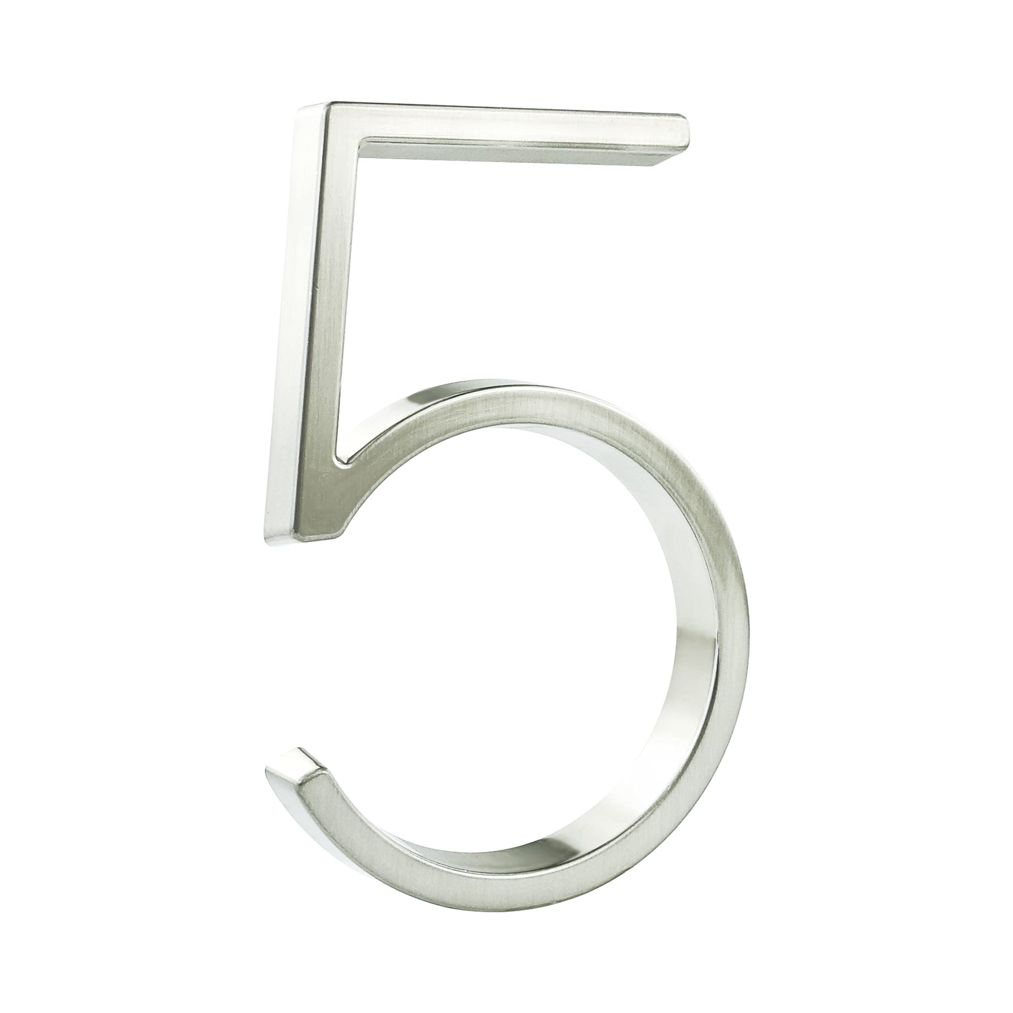 HASWARE Floating House Number Sign: 5 inch Modern Door Signage - Striking for Street Home Address Numerals (5, Silver)