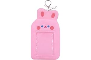 ZGMYC Cute Plush Kpop Photocard Holder with Keychain, Cartoon Bunny Puppy Cat Photo Sleeve ID Bank Credit Card Holder Protector