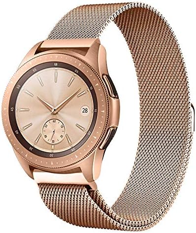Omicton Compatible Samsung Galaxy Watch (42mm) Strap, 20mm Milanese Loop Stainless Steel Metal Bands Wrist Replacement Strap Compatible Gelaxy Watch SM-R810/SM-R815/Gear Sport Smartwatch(Rose Gold)