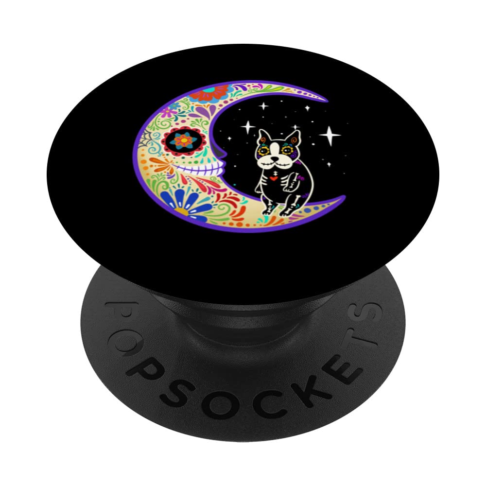 Boston terrier Dia de Los Muertos Skeleton PopSockets Swappable PopGrip