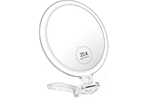 MGLIMZ 1X 20X Magnifying Travel Mirror, Hand Mirror Double Sided with Handle, Foldable Handheld Makeup Mirror with Magnification, Desk Small face Mirror