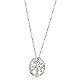 Vanbelle Sterling Silver Jewelry - Rhodium & Rose Gold Plated with 925 Stamp - Two Tone Tree of Life Pendant Necklace - Elegant Handcrafted Necklace for Women Chain 16" Long + 2" Extender