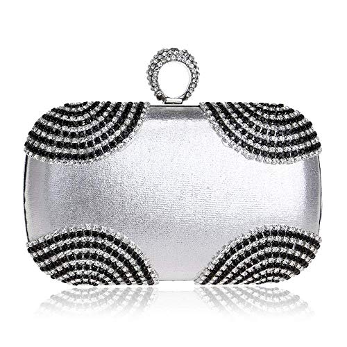 YOUTO Evening Party Clutch Bags Night Party Bags Rhinestone Women's Clutches Evening Bag Clutch Purse Bags Special Occasion Evening Handbags Evening Clutches Purses (Color : Silver) - Thumbnail 3