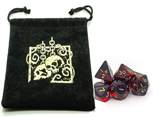 Skully Dice Bag WITH dice set: (Oblivion Red)