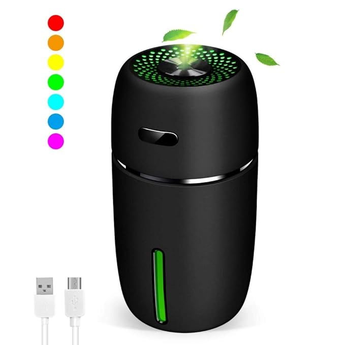 Dricar Mini Cool Mist Humidifier, 200ml Portable USB Humidifier with 7