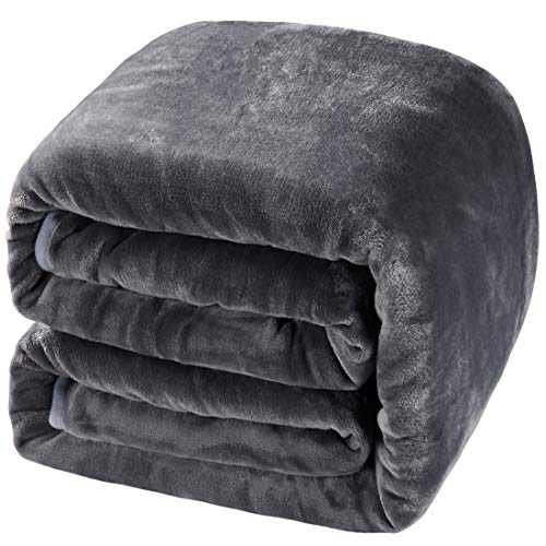 Balichun Luxury 330 GSM Fleece Blanket Super Soft Warm Fuzzy Lightweight Bed or Couch Blanket Twin/Queen/King Size(Queen,Dark Grey)