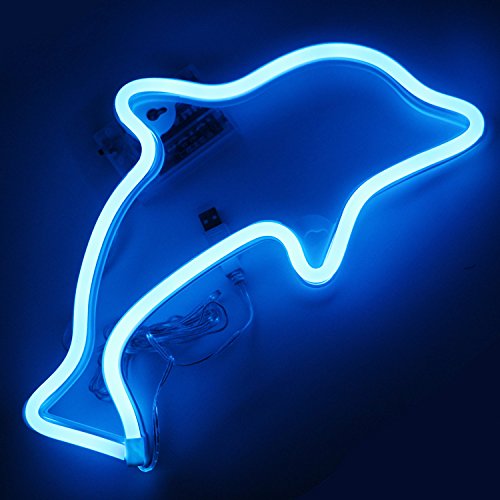 XIYUNTE Dolphin Neon Light Sign - LED Animal Neon Signs Battery and USB Operated Wall Decor Blue Signs Neon Lamps Bedside Table Lamps Light up Children's Bedroom,Indoor Decor for Christmas,Wedding - Thumbnail 3