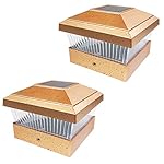iGlow 2 Pack Copper Outdoor Garden 5 x 5 Solar LED Post Deck Cap Square Fence Light Landscape Lamp PVC Vinyl Wood Bronze