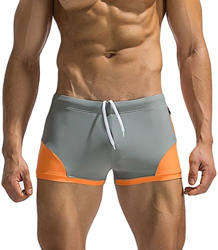 Sansee Mens Breathable Swim Trunks Pants Swimwear Shorts Surf Boardshorts Slim Patchwork Swimsuit (XXL, Grey)