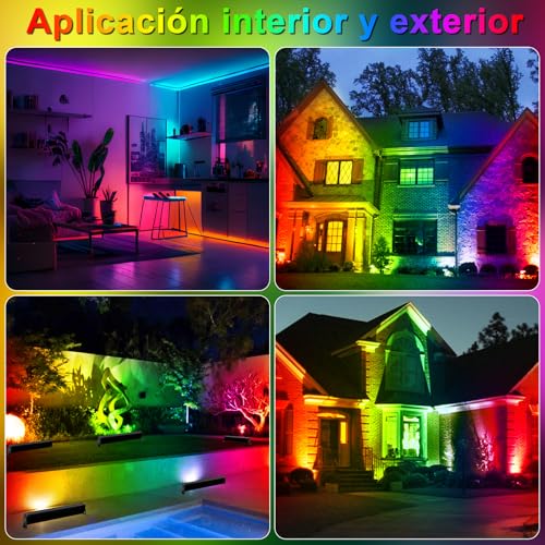 Reflector LED Exterior RGB 50W 2Pce, Barra Luz LED RGB de Pared con Temporizador y Memoria, Luz de Fiesta Pared con Control Remoto y App 2.4GHz,16 Millones Colores para Fiesta
