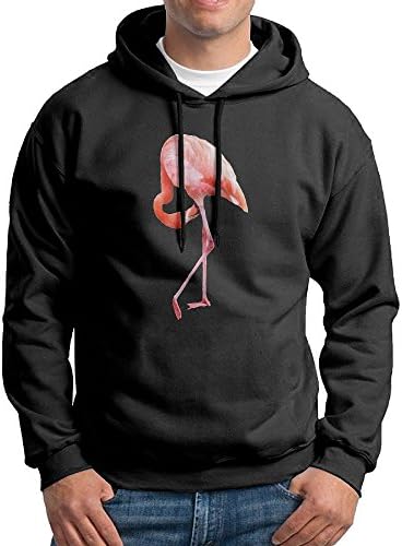 Unlongqug Flamingo Bent Down Men's Custom Long Sleeve Hoodies L Black