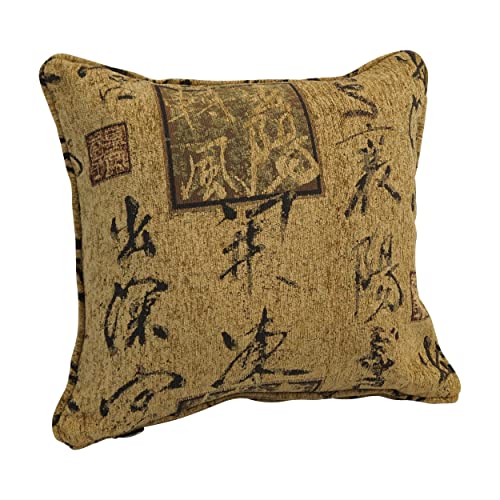 Blazing Needles Corded Square Jacquard Chenille Throw Pillow, 18", Calligraphy