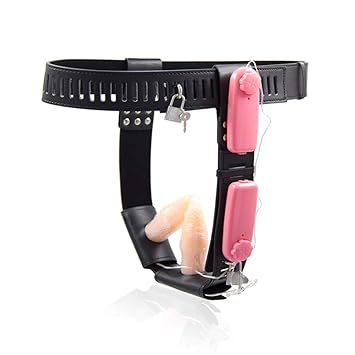 LWJLCL Vibrierende Doppel-Tail Plug Leder Thong Panties, Restraint/Flirt/Sex Toys, für Frauen, mit Handschellen