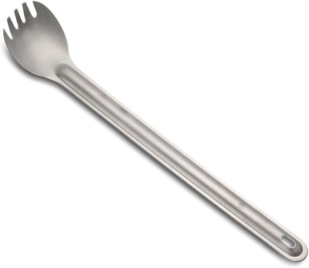 ZENUTA 1PCS Titanium Spoon Camping Spoon Outdoor Tableware Long-handled Titanium Spoon