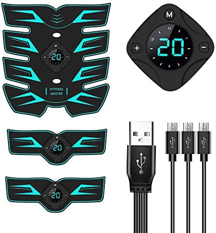 EMS Abdominal Belt, 12 Modes, 20 Intensity Levels, LCD Display, Abdominal Training, Arm & Back Muscles, Multiple Areas, Muscle Training Equipment, USB Rechargeable, Abdominal Pad, Unisex, Japanese Instruction Manual (English Language Not Guaranteed)