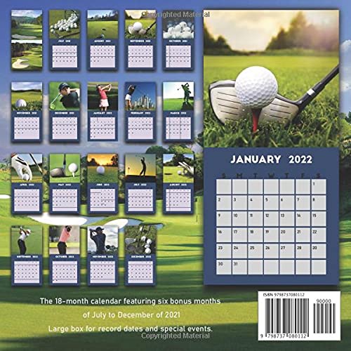 Golf Calendar 2022 Calendar 2022 With 6 Months Of 2021 Bonus on