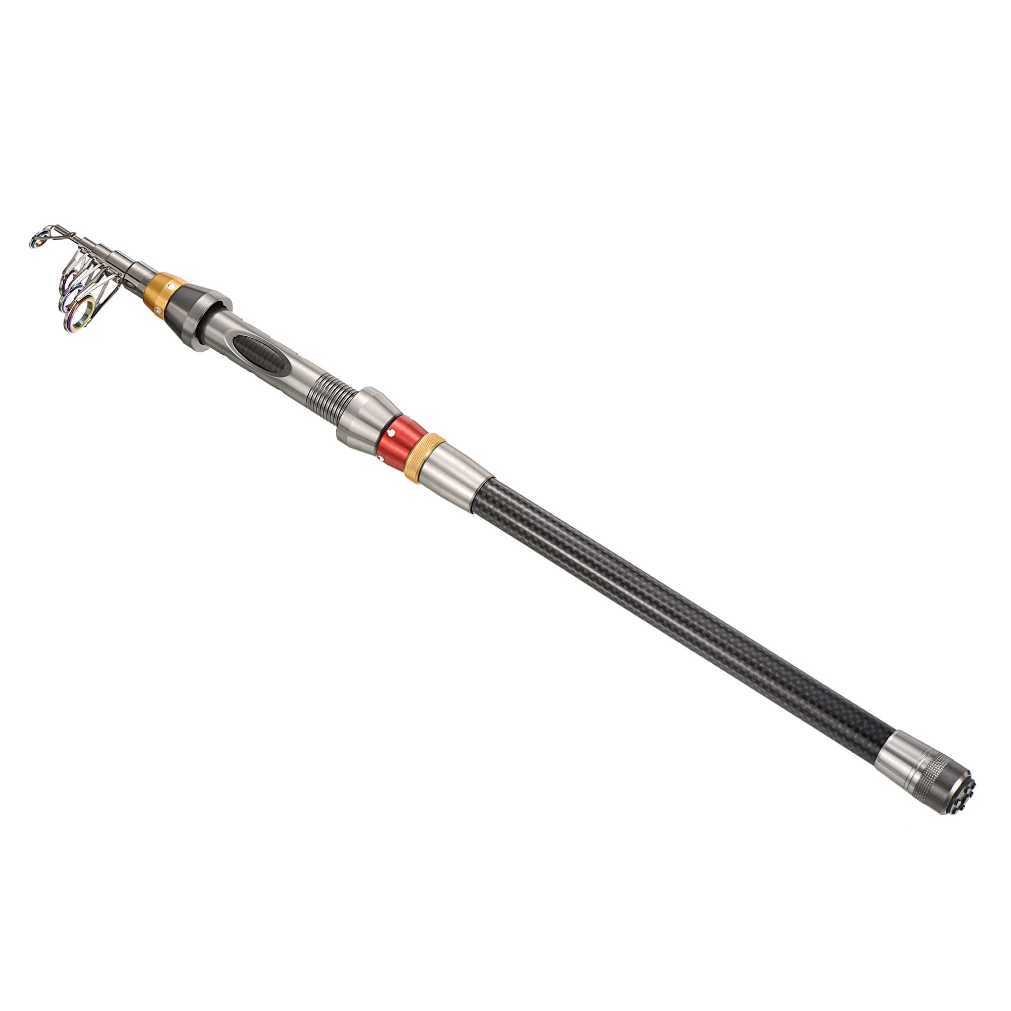 PATIKIL 1.8m/5.9ft Fishing Rod Telescopic 41cm, Carbon for Freshwater Fishing Black