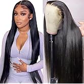 NVL Lace Front Wigs Human Pre Plucked with Baby Hair 200 Density 13x4 HD Transparent Straight Lace Front Wigs for Women Human Hair Glueless (natural color, 22 Inch)