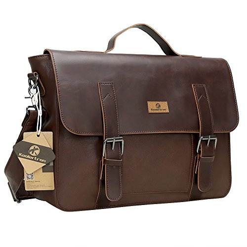 Koolertron Vintage PU Leather Briefcase Laptop Shoulder Messenger Bag Business Tote(coffee)