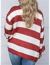Imily Bela - Sudadera de punto para mujer, diseño a rayas, con botones