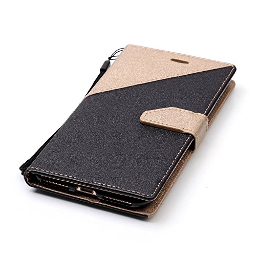 Scheam iPhone 7 Plus iPhone 8 Plus Wallet Multi Card Holder Anti-Scratch Backcover Folio PU Leather Cover with Backcover Case Compatible with iPhone 7 Plus iPhone 8 Plus - Golden + Black - Thumbnail 5