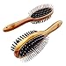 AtEase Accents Double Sided Dog Brush - for Long or Short Haired Dogs and Cats Natural Bamboo Eco Friendly Pet Grooming Dual Sided Pin and Bristles for Deshedding Hair