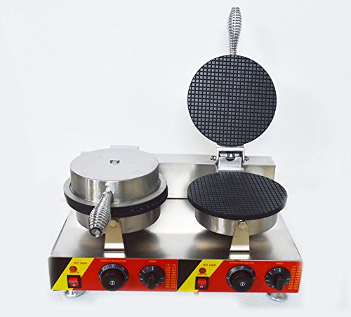 Commercial Electric Ice Cream Cone Machine Electric Waffle Maker Dual Baker 110V