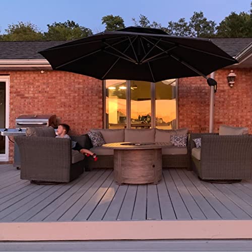 PURPLE LEAF 12 Feet Double Top Round Deluxe Patio Umbrella Offset Hanging Umbrella Outdoor