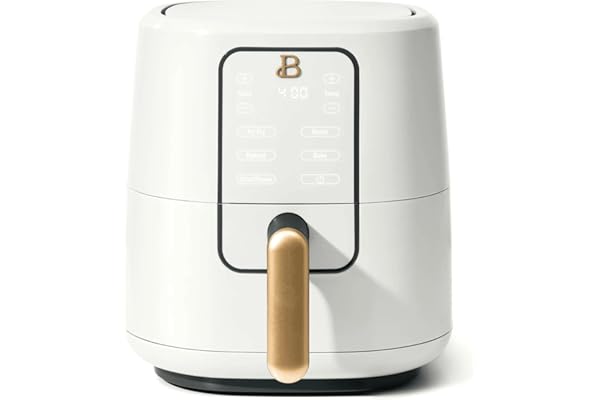 Beautiful 3 Qt Air Fryer - TurboCrisp Technology, White Icing - 4 Presets, Space-Saving Design, 75% Less Fat, Adjustable Temp