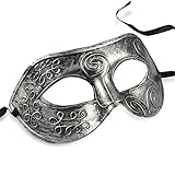 Kekilo Men's Retro Greco-Roman Gladiator Masquerade Masks,Vintage Golden/Silver Mask,Silver Carnival Mask,Mens Halloween Costume Party Mask