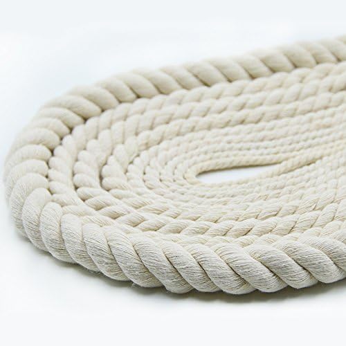 Natural Twisted Cotton Rope Super Soft Triple-Strand Twisted Cotton Rope for Indoor Outdoor Use Dia 1/6'',1/5'',1/4'',3/8'',2/5'',1/2'',3/5'',4/5''and 25/50 and 100ft(20mm-25ft)