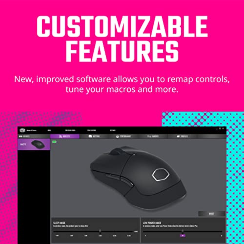 Cooler Master MM311 Wireless Gaming Mouse White, Adjustable 10,000 DPI, Palm|Claw Grip, 2.4GHz Wireless, PixArt Optical Sensor, PTFE Feet, RGB Lighting (MM-311-WWOW1)