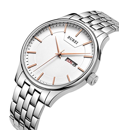 Burei men s rose gold watch with day and date calendar …
