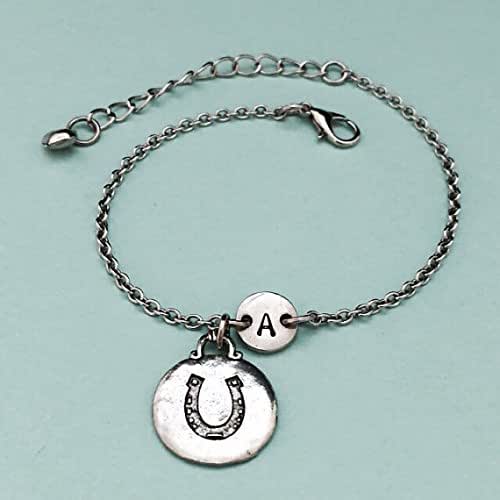 Horseshoe charm bracelet, horseshoe charm, adjustable